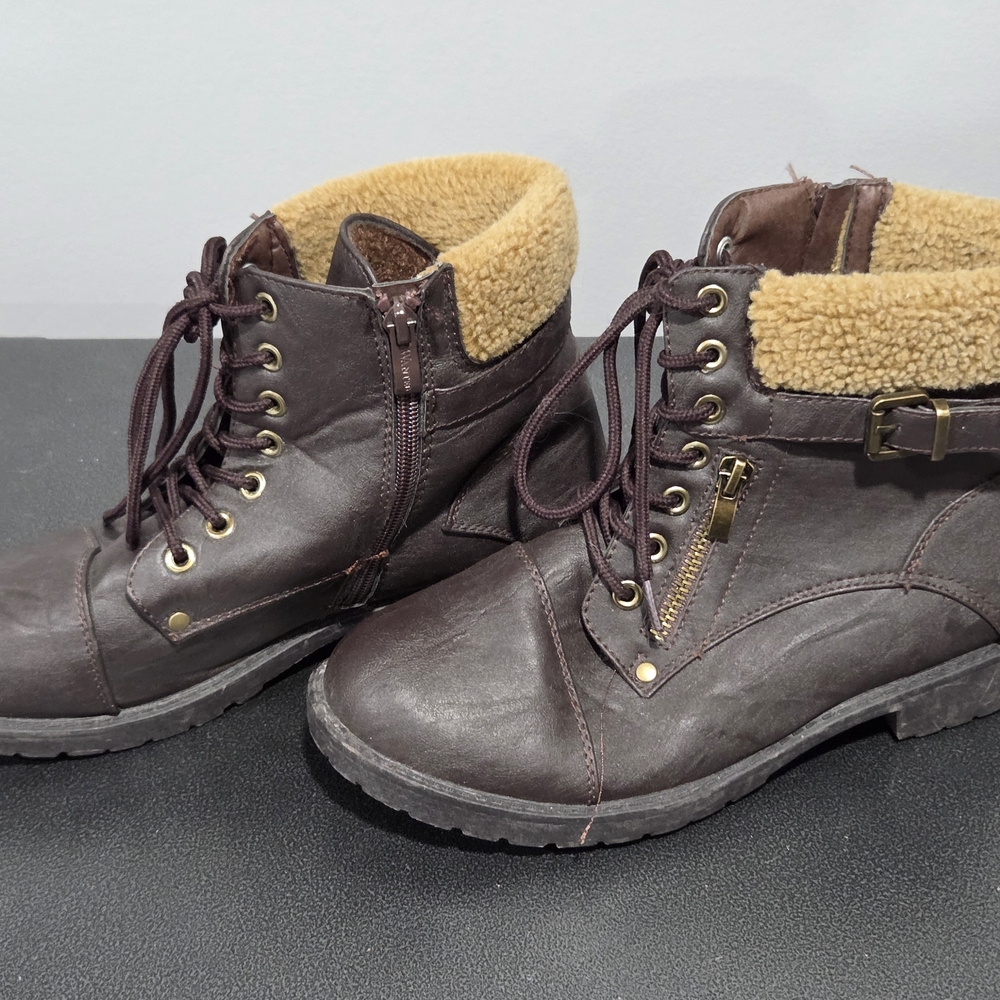 Wanted Chocolate Brown Faux Leather Boots